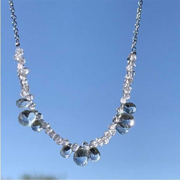 Aquamarine and Herkimer Diamond Necklace! - Picture 5 of 7